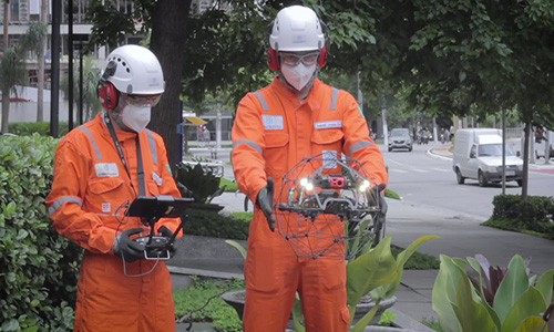 Enel usa drone para inspeção de rede subterrânea